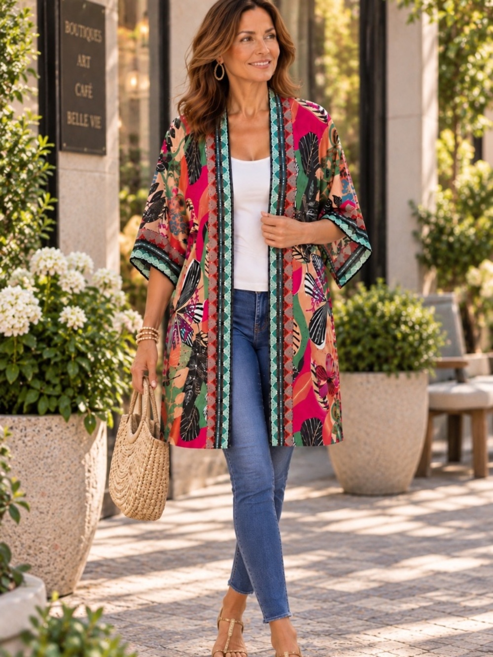 Aldo Martins Tropical Print Kimono Jacket M - L